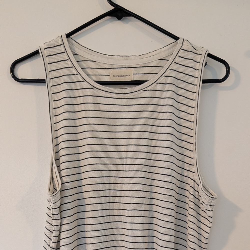 Thread & Supply Black and White Striped Tank Top